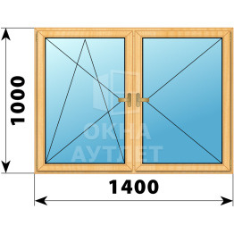 Двухстворчатое деревянное окно из сосны ПО-П 1400×1000 ОА-35543