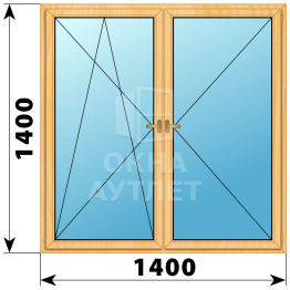 Двухстворчатое деревянное окно из сосны ПО-П 1400×1400 ОА-36194