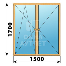 Двухстворчатое деревянное окно из сосны ПО-П 1500×1700 ОА-36749