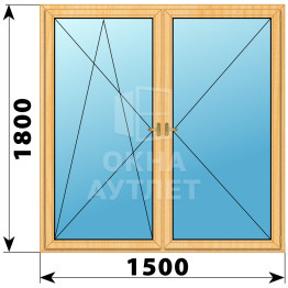 Двухстворчатое деревянное окно из сосны ПО-П 1500×1800 ОА-36860