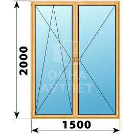 Двухстворчатое деревянное окно из сосны ПО-П 1500×2000 ОА-37076