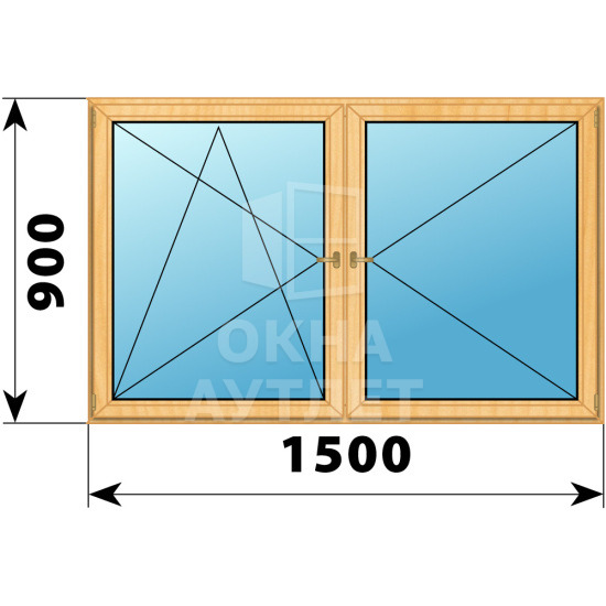 Двухстворчатое деревянное окно из сосны ПО-П 1500×900 ОА-35471