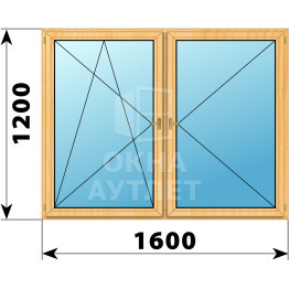 Двухстворчатое деревянное окно из сосны ПО-П 1600×1200 ОА-36140