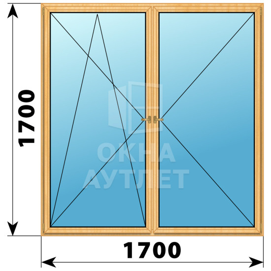 Двухстворчатое деревянное окно из сосны ПО-П 1700×1700 ОА-37007