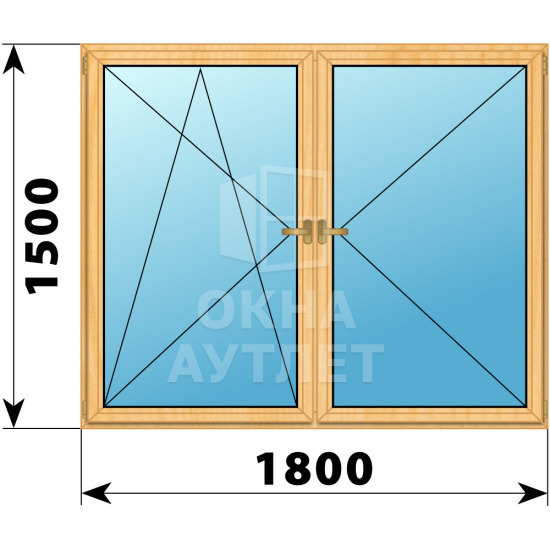 Двухстворчатое деревянное окно из сосны ПО-П 1800×1500 ОА-36863