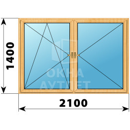 Двухстворчатое деревянное окно из сосны ПО-П 2100×1400 ОА-37031