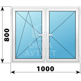 Двухстворчатое поворотно-откидное пластиковое окно ПО-П 1000×800 ОА-32298