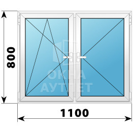 Двухстворчатое поворотно-откидное пластиковое окно ПО-П 1100×800 ОА-32334