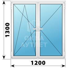 Двухстворчатое поворотно-откидное пластиковое окно ПО-П 1200×1300 ОА-32682