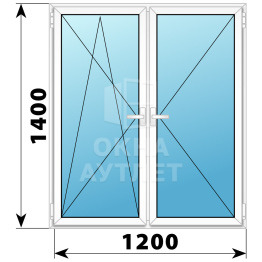 Двухстворчатое поворотно-откидное пластиковое окно ПО-П 1200×1400 ОА-32739