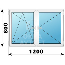 Двухстворчатое поворотно-откидное пластиковое окно ПО-П 1200×800 ОА-32376