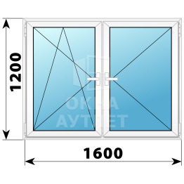 Двухстворчатое поворотно-откидное пластиковое окно ПО-П 1600×1200 ОА-32871