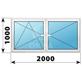 Двухстворчатое поворотно-откидное пластиковое окно ПО-П 2100×1400 ОА-32976