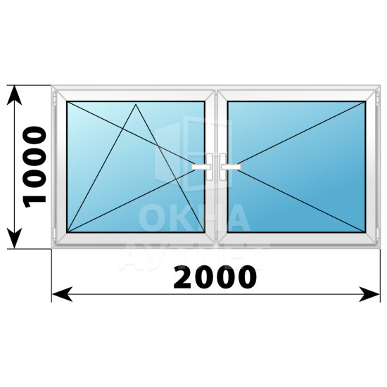 Двухстворчатое поворотно-откидное пластиковое окно ПО-П 2100×1400 ОА-32976