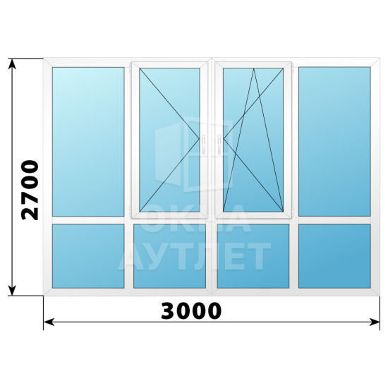 Французское остекление №1 3000×2700 ОА-33816