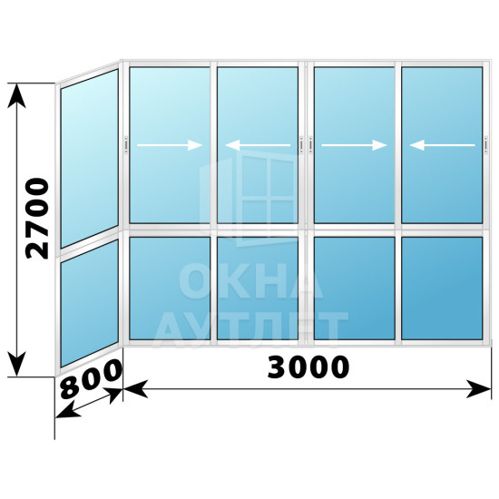 Французское остекление №7 3800×2700 ОА-33822