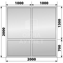 Глухая алюминиевая перегородка 2000×2000 ОА-68182