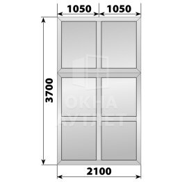 Глухая алюминиевая перегородка 2100×3700 ОА-68212
