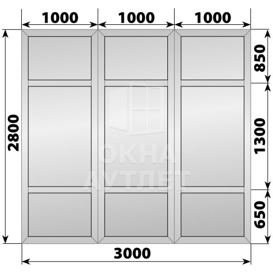 Глухая алюминиевая перегородка 3000×2800 ОА-68233