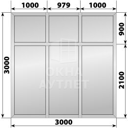 Глухая алюминиевая перегородка 3000×3000 ОА-68242