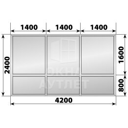 Глухая алюминиевая перегородка 4200×2400 ОА-68254