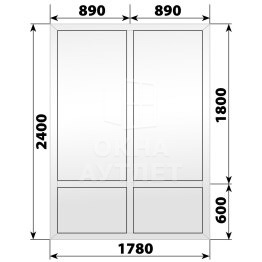 Глухая пластиковая перегородка 1780×2400 ОА-68188