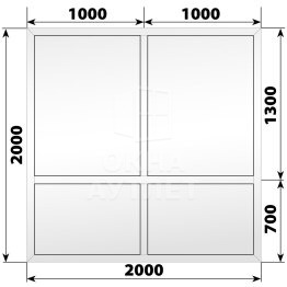 Глухая пластиковая перегородка 2000×2000 ОА-68161