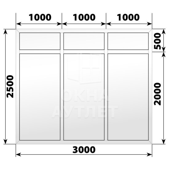 Глухая пластиковая перегородка 3000×2500 ОА-68203