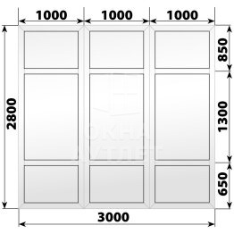 Глухая пластиковая перегородка 3000×2800 ОА-68224