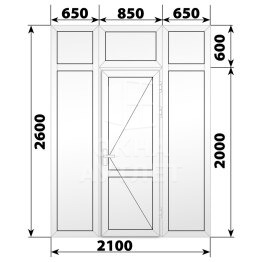Глухая пластиковая перегородка с дверью 2100×2600 ОА-68137