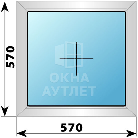 Глухое алюминиевое окно 570×570 ОА-53701
