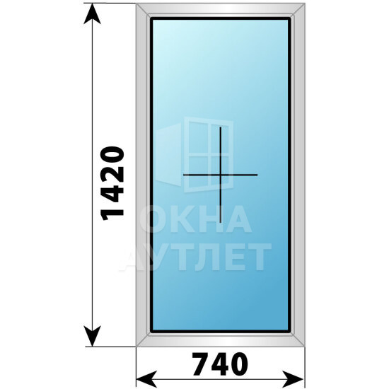 Глухое алюминиевое окно 740×1420 ОА-53830