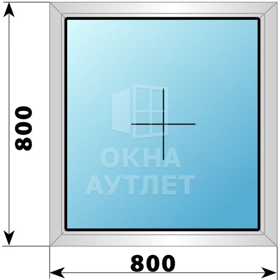 Глухое алюминиевое окно 800×800 ОА-53746