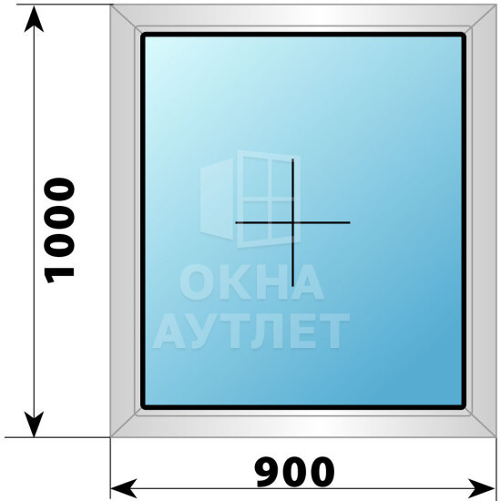 Глухое алюминиевое окно 900×1000 ОА-53474