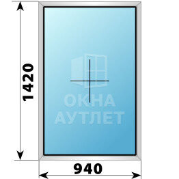 Глухое алюминиевое окно 940×1420 ОА-53884