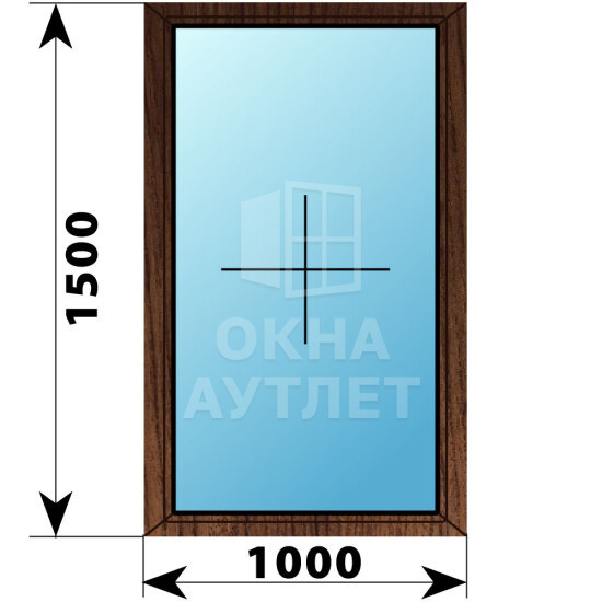 Глухое окно из дуба 1000×1500 ОА-45369