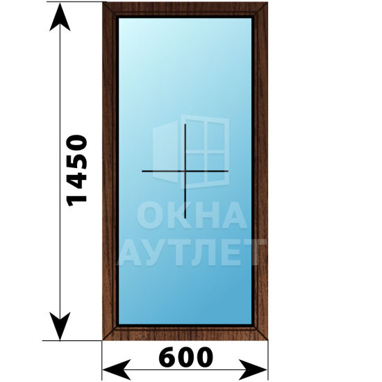 Глухое окно из дуба 600×1450 ОА-44676