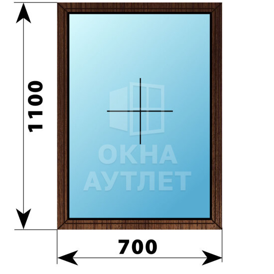 Глухое окно из дуба 700×1100 ОА-44523