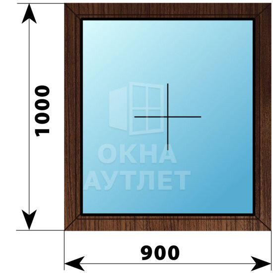 Глухое окно из дуба 900×1000 ОА-49154