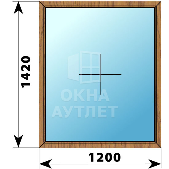 Глухое окно из лиственницы 1200×1420 ОА-49163