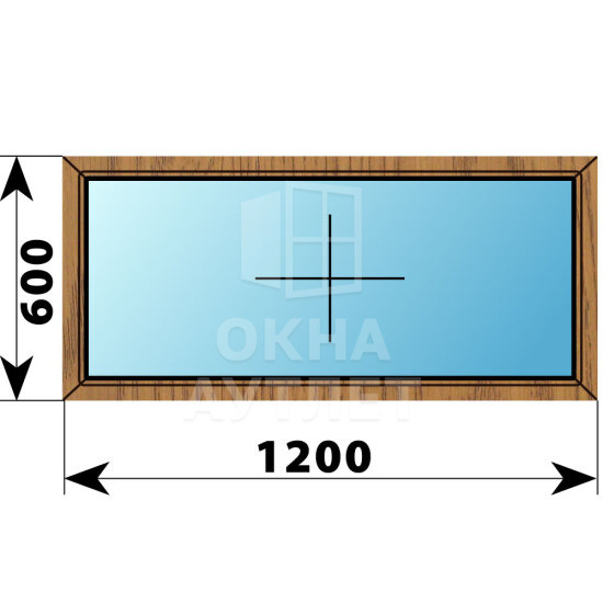 Глухое окно из лиственницы 1200×600 ОА-44178