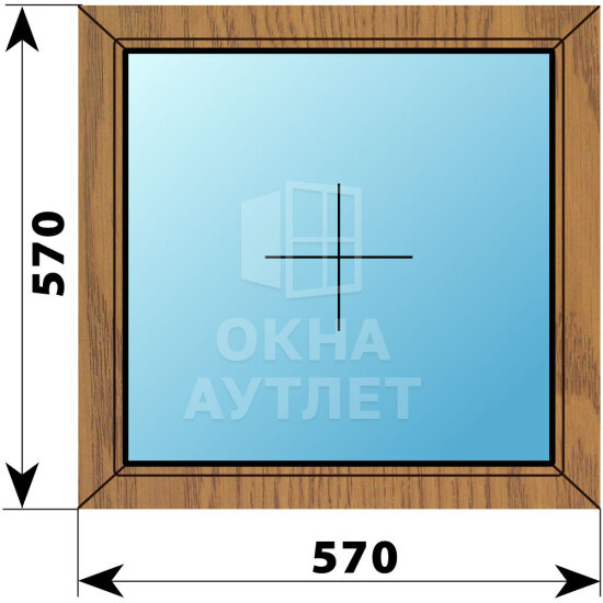 Глухое окно из лиственницы 570×570 ОА-44037