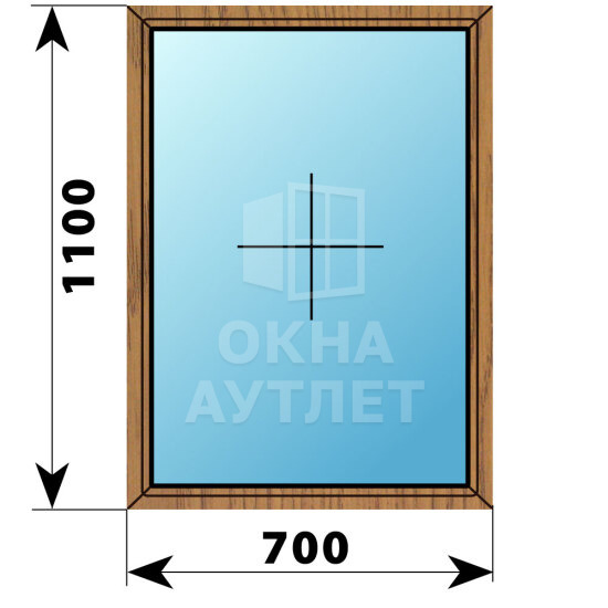 Глухое окно из лиственницы 700×1100 ОА-44148