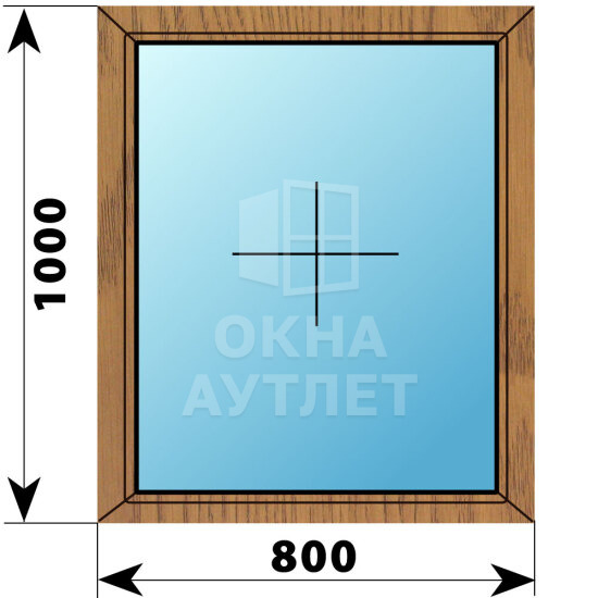 Глухое окно из лиственницы 800×1000 ОА-44160