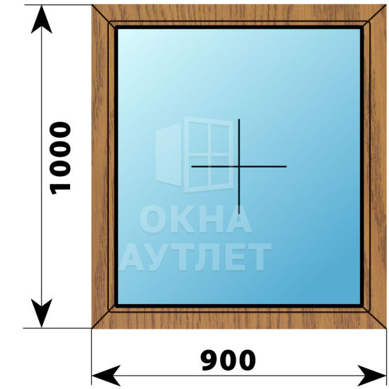 Глухое окно из лиственницы 900×1000 ОА-44199