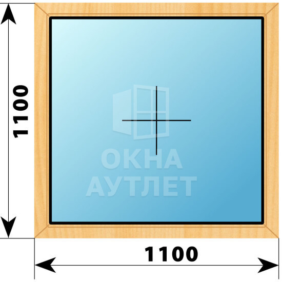 Глухое окно из сосны 1100×1100 ОА-41404
