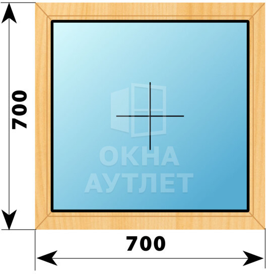 Глухое окно из сосны 700×700 ОА-41215