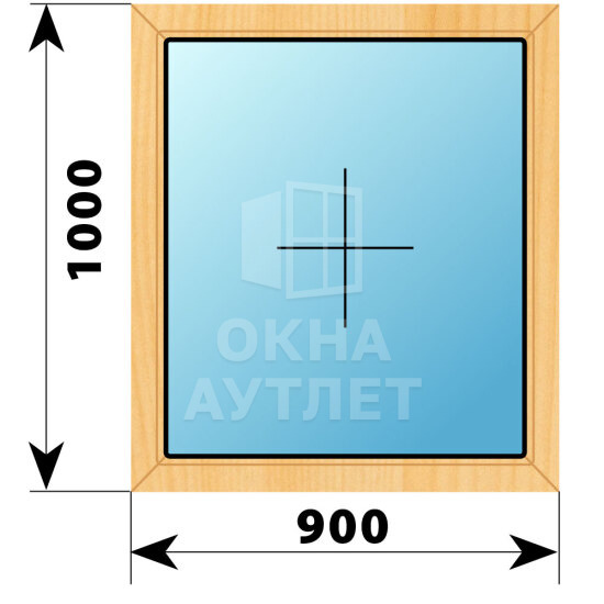 Глухое окно из сосны 900×1000 ОА-41302