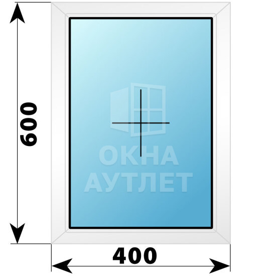 Глухое пластиковое окно 400×600 ОА-38390