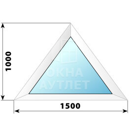 Глухое равнобедренное треугольное пластиковое окно 1500×1000 ОА-39610